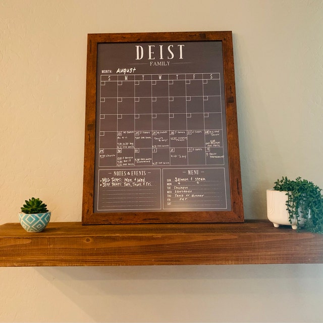 Monthly Framed Chalkboard Calendar + 2 sections, Vertical Swanson