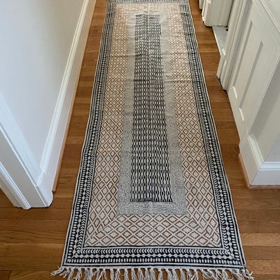 Handmade Runner Rug, Hand Block Print Rug, Kilim Runner Rug, Boho Rug ...