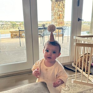 Party Hat, Party Hat With Embroidery,mini Party Hat, Beige