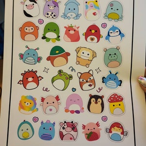 Bestseller Adorable Squishmallow ONE 1 Stickers Sheet PNG, JPF Plus Free  Coloring Pages Printable Animal Stickers see Info 