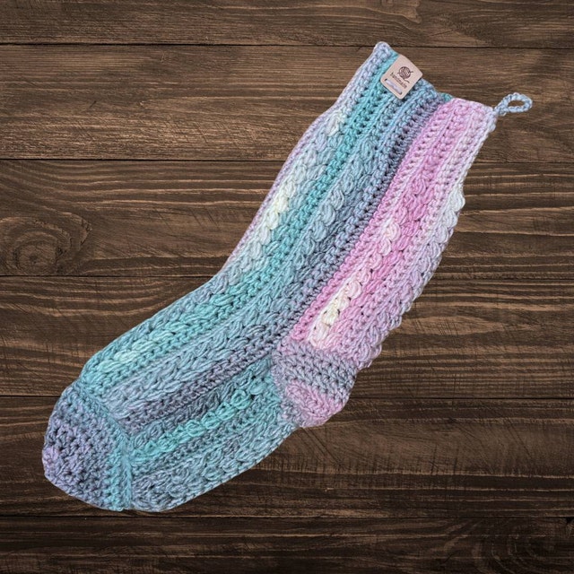 A customer's finished Festive Wheat Stitch Stocking Crochet Pattern