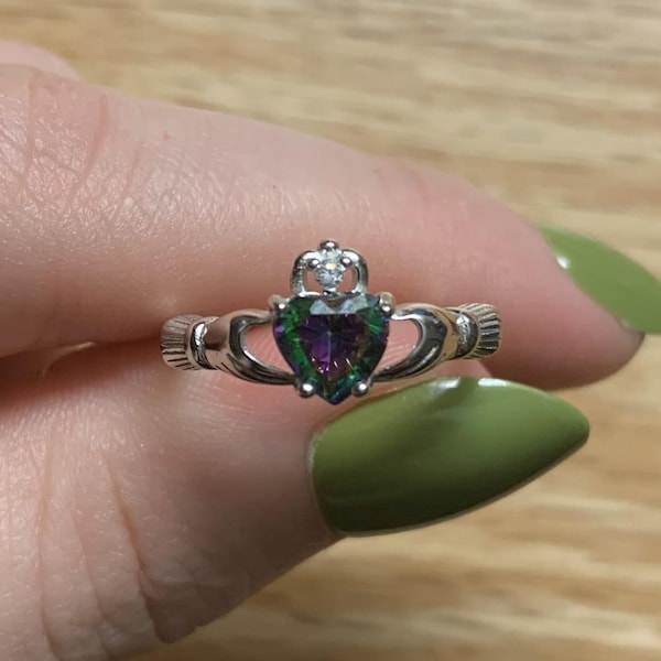 Anello Eternità In Argento Sterling 925 Con CZ Arcobaleno - 2mm, Per Donne E Ragazze