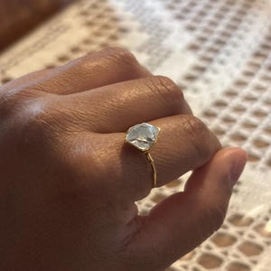 Customer photo from Yesenia, Large Raw Herkimer Diamond Ring in Yellow Gold