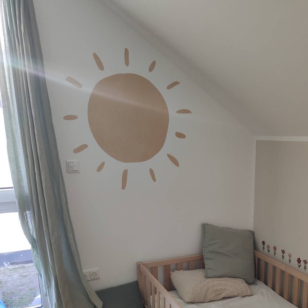 Nursery SUN DECAL - Boho Sun Wall Decal - Mustard Nursery Decor - Sun ...