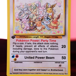 Eeveelutions Party Time Vintage Pokemon Card Art Wotc Style 