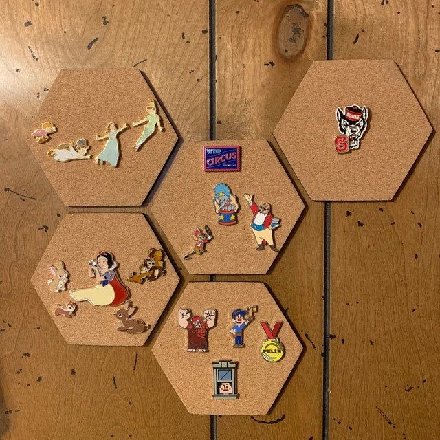 Honeycomb Cork Bulletin Board set of 5 Hexagons 