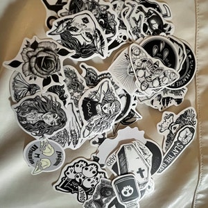 50 Cool Black and White Goth Laptop Stickers Dark Skull Tattoo - Etsy