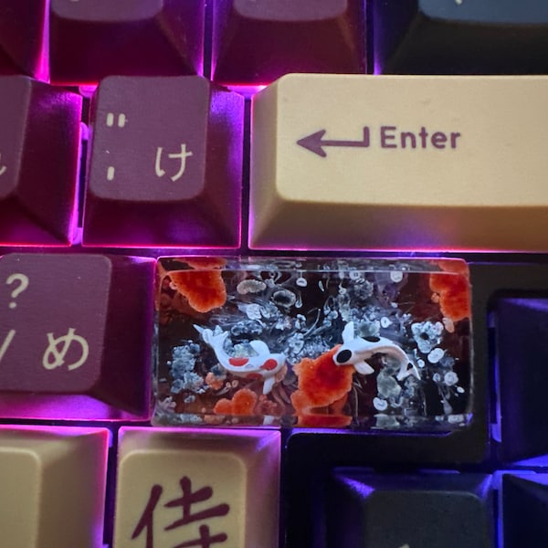 Black Orange Koi Artisan Keycap, Custom Keycaps, Koi Fish Resin Keycap ...