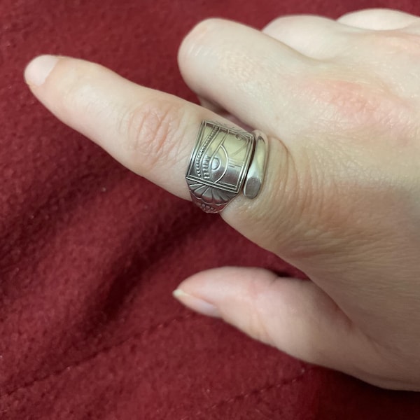 Yellow Jasmine Sterling Spoon Ring, Art Nouveau Spoon Ring, Floral ...