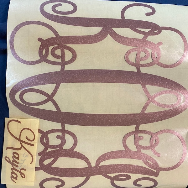 Glittery Custom Monogram Car Window Decal Script Vine Personalized ...