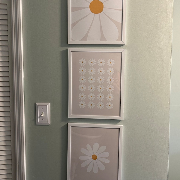 Daisy Print Set of 3 / Daisy Wall Art, Nursery Print, Flower Print, Set ...