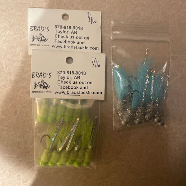 3 Pack 1/16oz Crappie Hair Jigs – #4 Nickel Sickle Hooks – Blue/Black – Made In USA