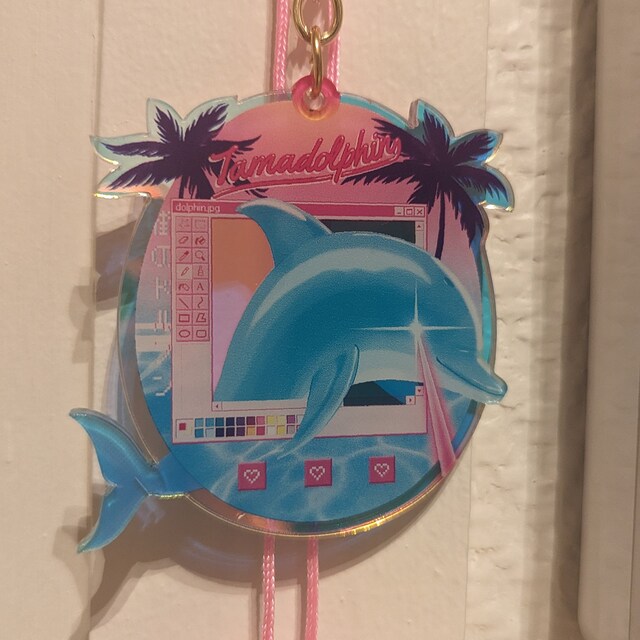 Tamagotchi Inspired Dolphin Keychain | Tamadolphin | Vaporwave | a