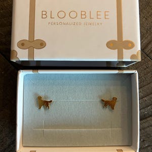 Customer photo, Golden Retriever Stud Earrings