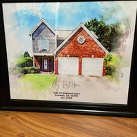 Custom House Portrait,, Hand Painted Watercolor Art, Original Painting ...