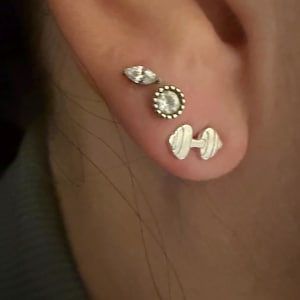 Customer photo, Dumbbell Stud Earrings