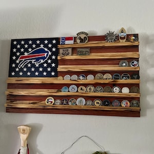 Custom Engraved American Flag Challenge Coin Table Top Display Rack ...