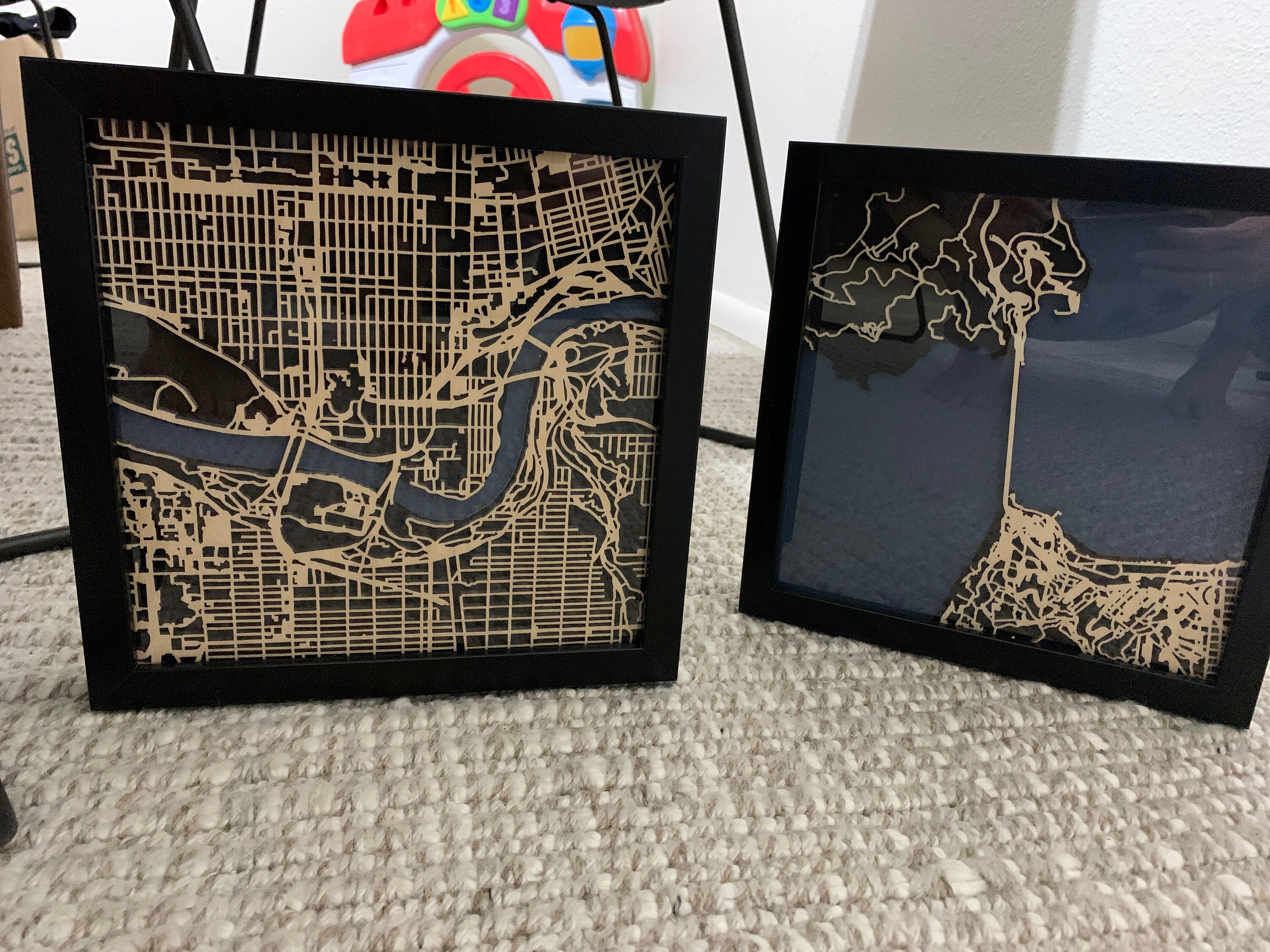 Edmonton Wood Laser Cut Map, Edmonton Laser Cut Maps, wooden city map