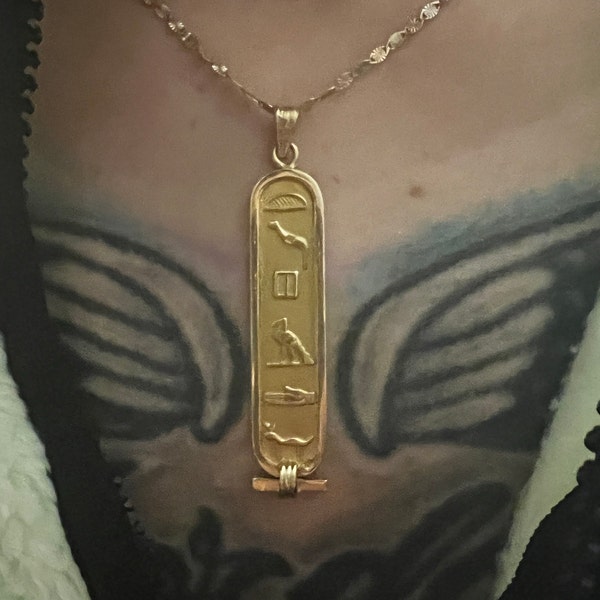 Pendentif Personnalisable En Acier Doré - Gravure Cartouche égyptienne + Ton Prénom