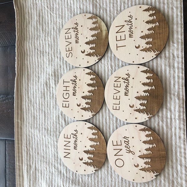 Baby Monthly Milestone Markers, Wood Milestone Disc, Baby Photo Props ...