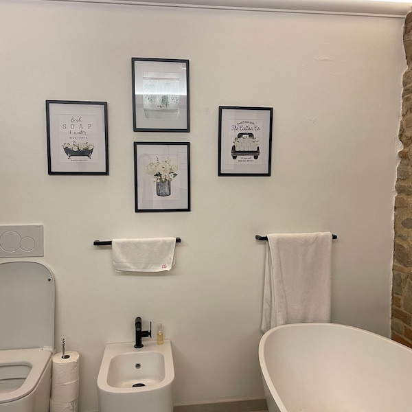 Set of 3 Navy Blue Bathroom Wall Art Cotton Co Bathroom Wall Decor