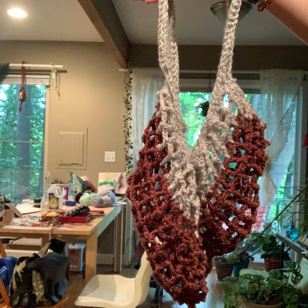 Crochet Pattern // Net Bag Market Tote Grocery Mesh String // French ...