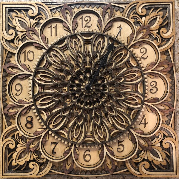 Multilayer Clock SVG Template - Laser Cut Clock - Layered Wall Decor ...