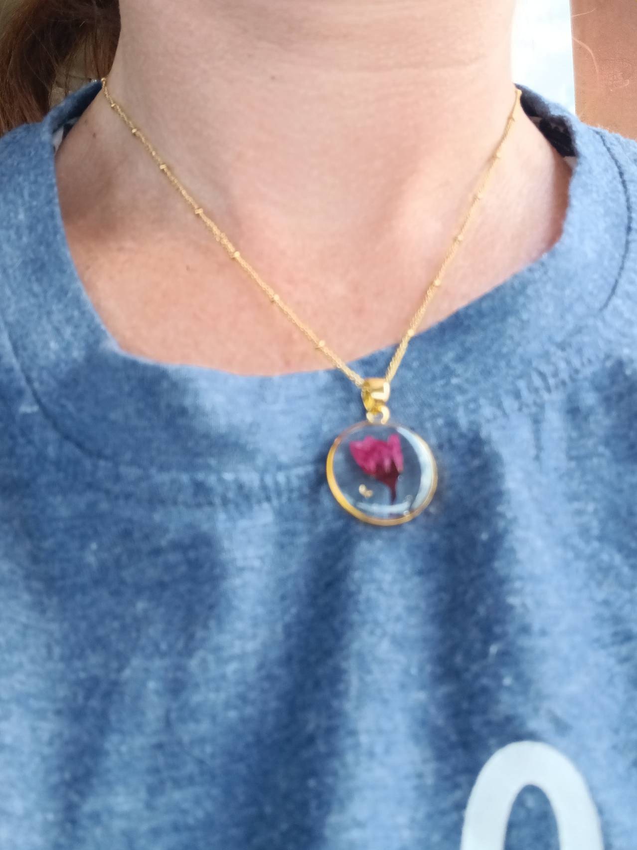 Birth Month Flower Necklace for Women, Personalized Birth Flower Necklace, Pressed Floral Necklace, Birthday Gift for Her, Resin Jewelry