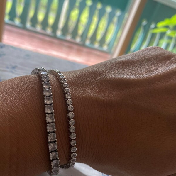 Tennis Bracelet, Gold Tennis Bracelet, Cubic Zirconia Tennis Bracelet