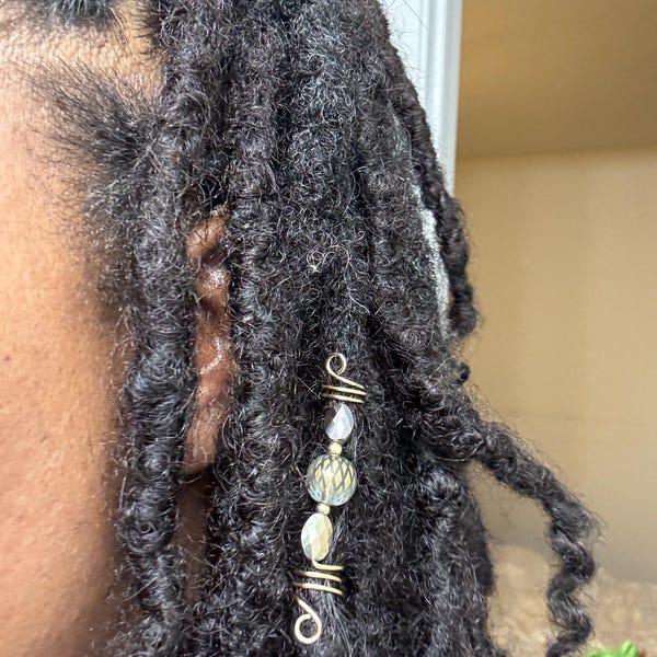 Loc Accessory Silver Silver Dread/braid Beads Set of 5 Beard Beads Sisterloc Cuffs 5mm ...
