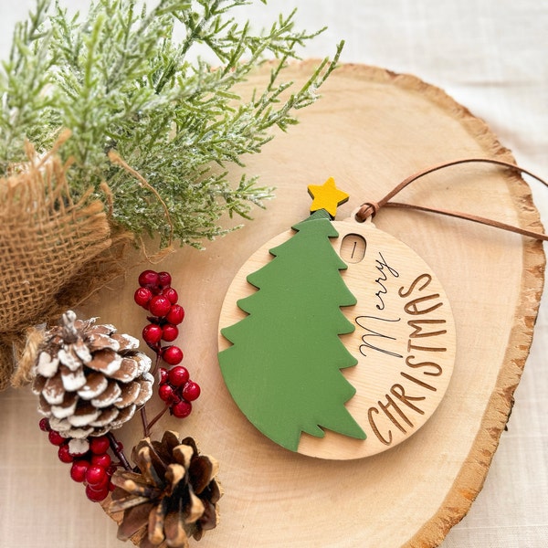 Christmas Tree Countdown Sliding Ornament | Star Lever Turning Calendar ...