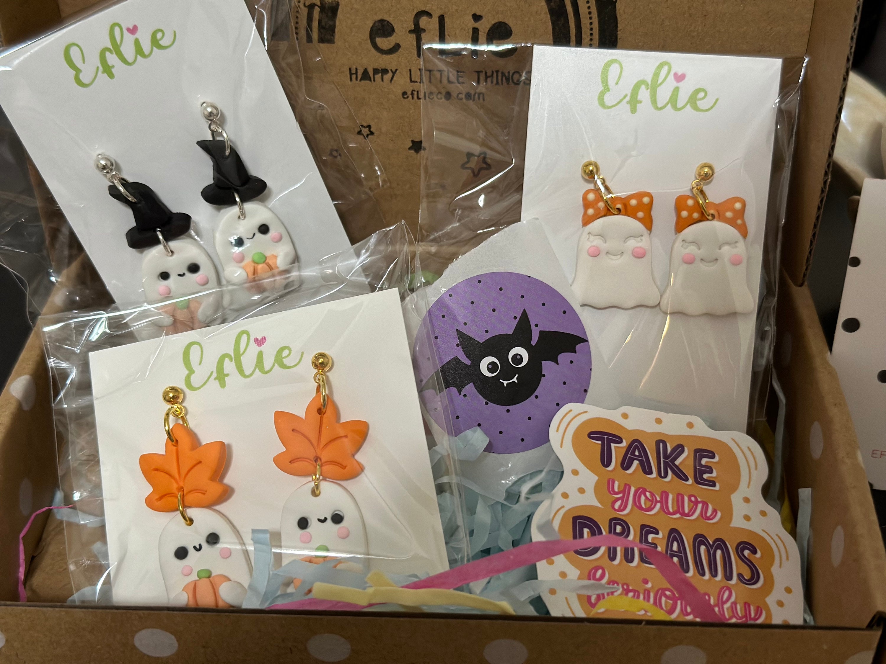 Halloween Cute Witch Ghost Pumpkin Earring | Clay Fall Studs | Cute Spooky Ghost Dangling | Halloween Gift Idea | Halloween Spooky Earrings