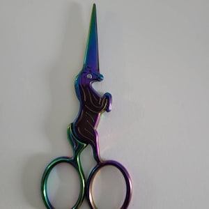 Unicorn Embroidery Scissors - Small Scissors- Gold Unicorn Shears - Gold  Horse Scissors - Rainbow Unicorn Scissors - Unicorn Snips