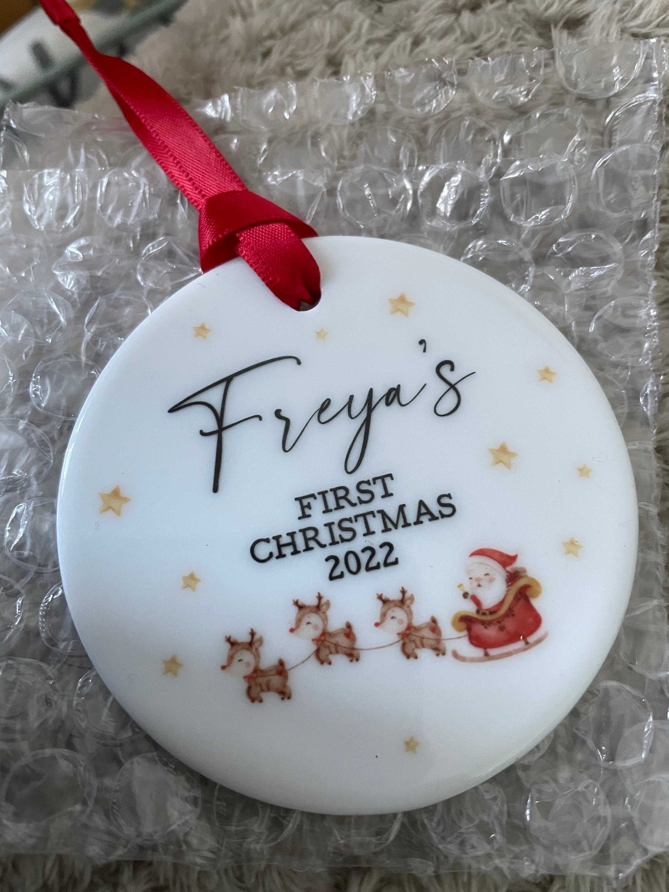 Babies First Christmas Bauble, Personalised first Christmas bauble, new baby bauble, First Christmas Gift, Personalised Santa Tree Decor