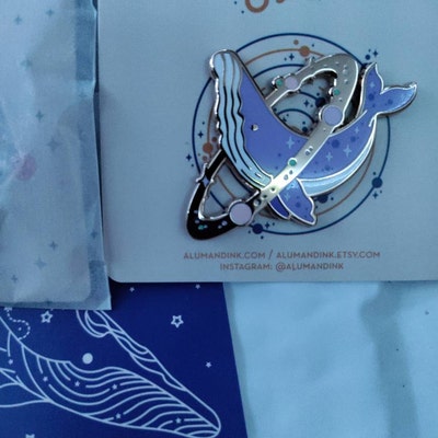 Cosmic Whale Enamel Pin With Gold-plated Metal - Etsy
