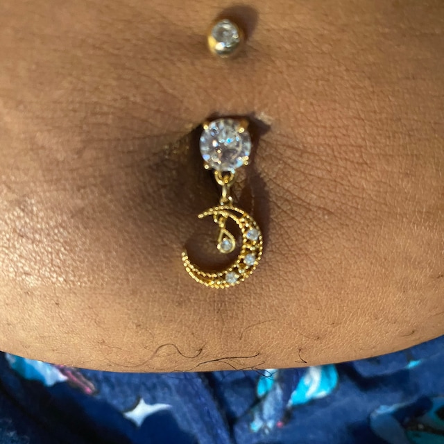Gold Moon Belly Button Ring Dainty Delicate Belly Ring Elegant