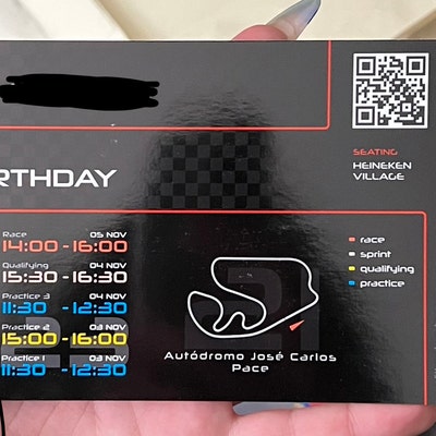 Grand Prix F1 Formula 1 Ticket Voucher Invite Personalised Valentines 