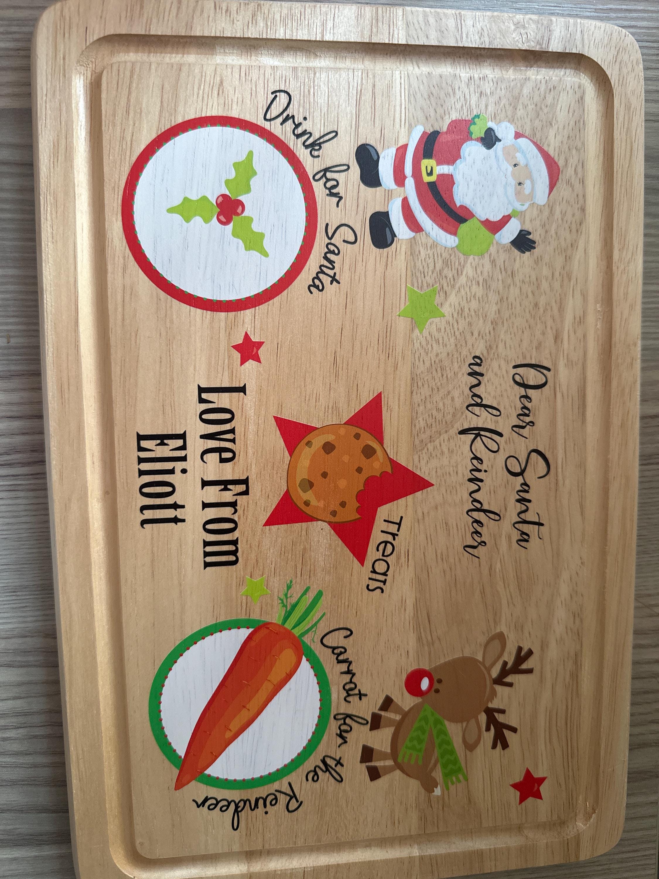 Personalised Christmas Eve Santa Treat Wooden Board, Cookies and Milk for Father Christmas