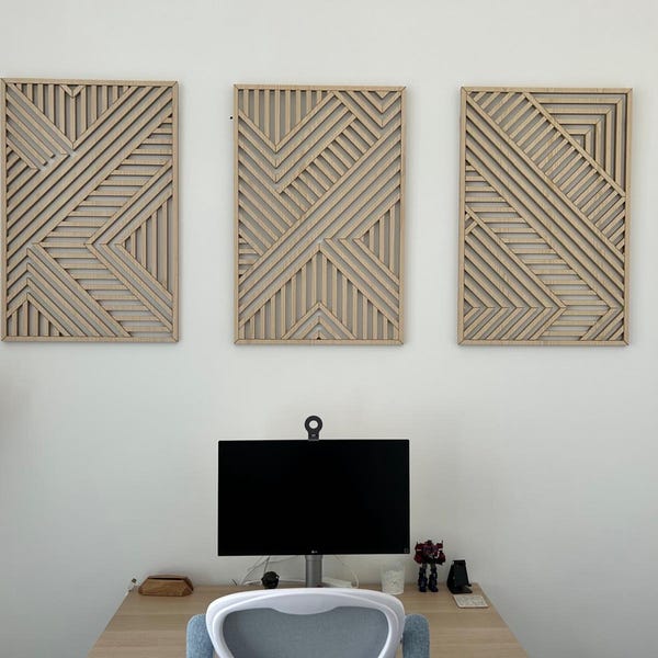 Geometric Wood Wall Art | Modern Wood Wall Art Set | Abstract Wooden ...