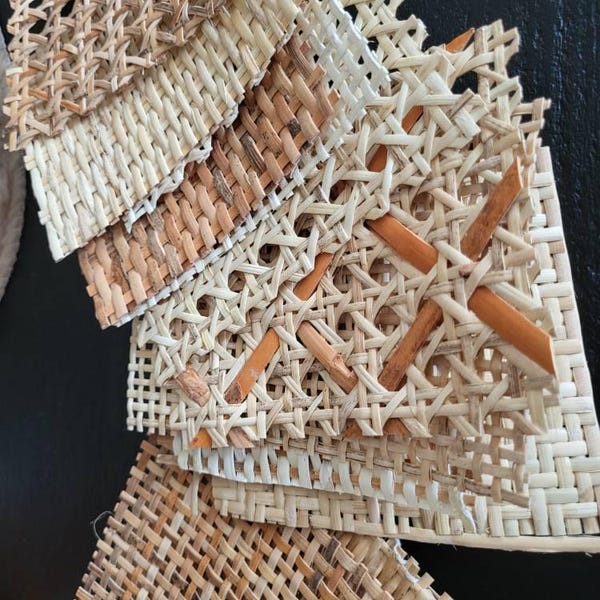SET 16 Samples Pack Natural Pre Woven Rattan Cane Webbing for Furniture ...