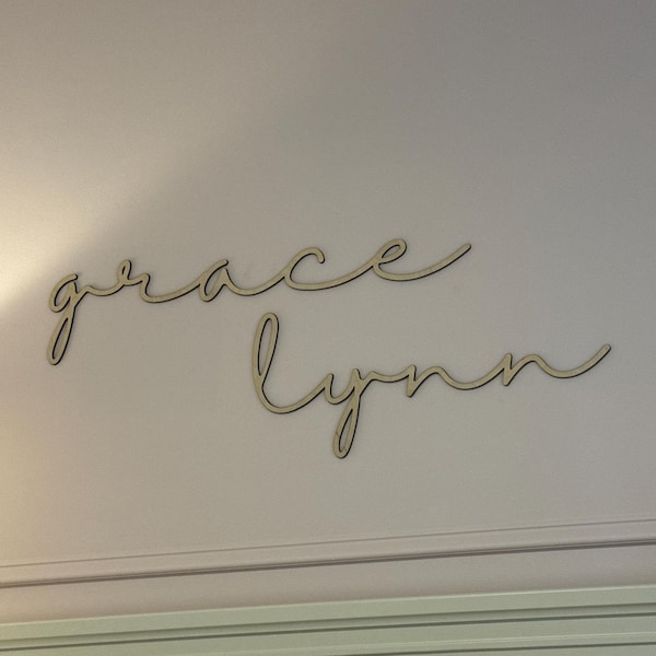 Wood Script Nursery Baby Room Name Laser Cut Sign Cursive First and ...