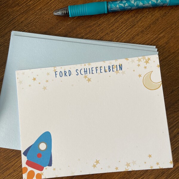 Boys Personalized Rocket Ship Stationary Set, Boy Rocket Thank You ...