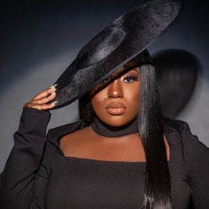 Large Sinamay Oval Hat in Black 