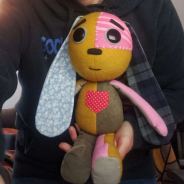 Lost Ollie Plush Rag Doll Rabbit Patchwork Etsy