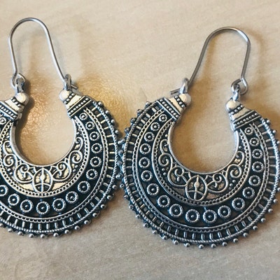 Ethnic Earrings Tribal Boho Bohemian Gypsy Silver Light - Etsy