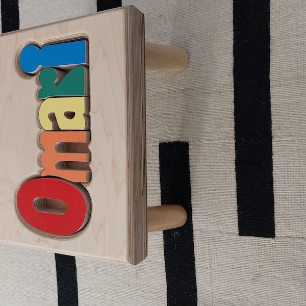 Personalized Maple Wood Name Puzzle Stool ~ Wooden Step Stool ...
