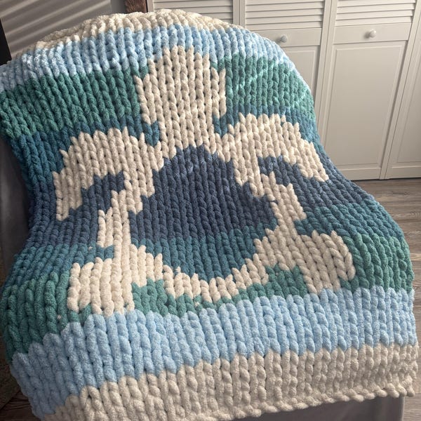 Sea Turtle (small) - Finger Knitting / Chunky Knit Blanket Pattern - Etsy