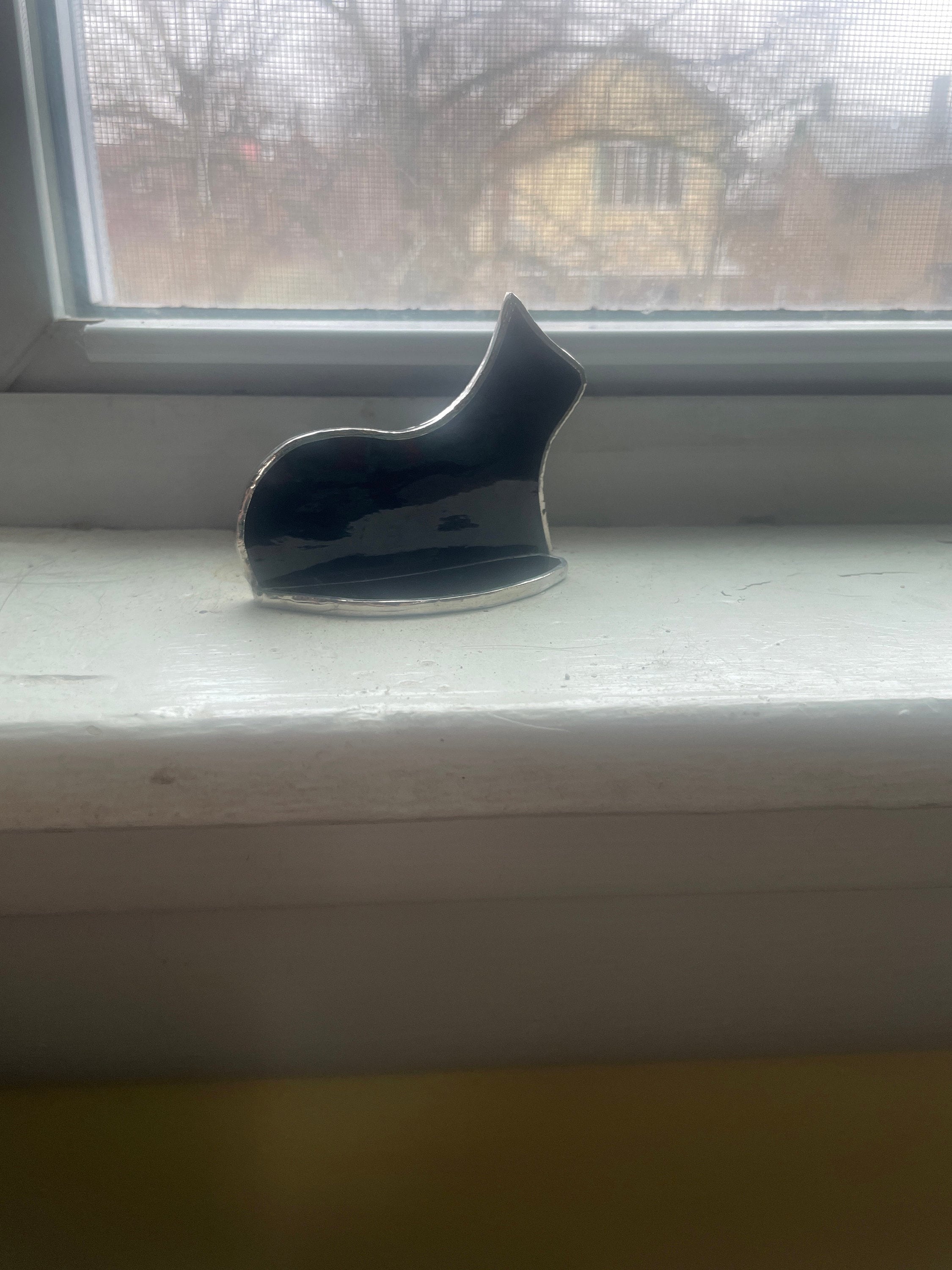 Small Standing Stained Glass Cat Suncatcher Ornament
