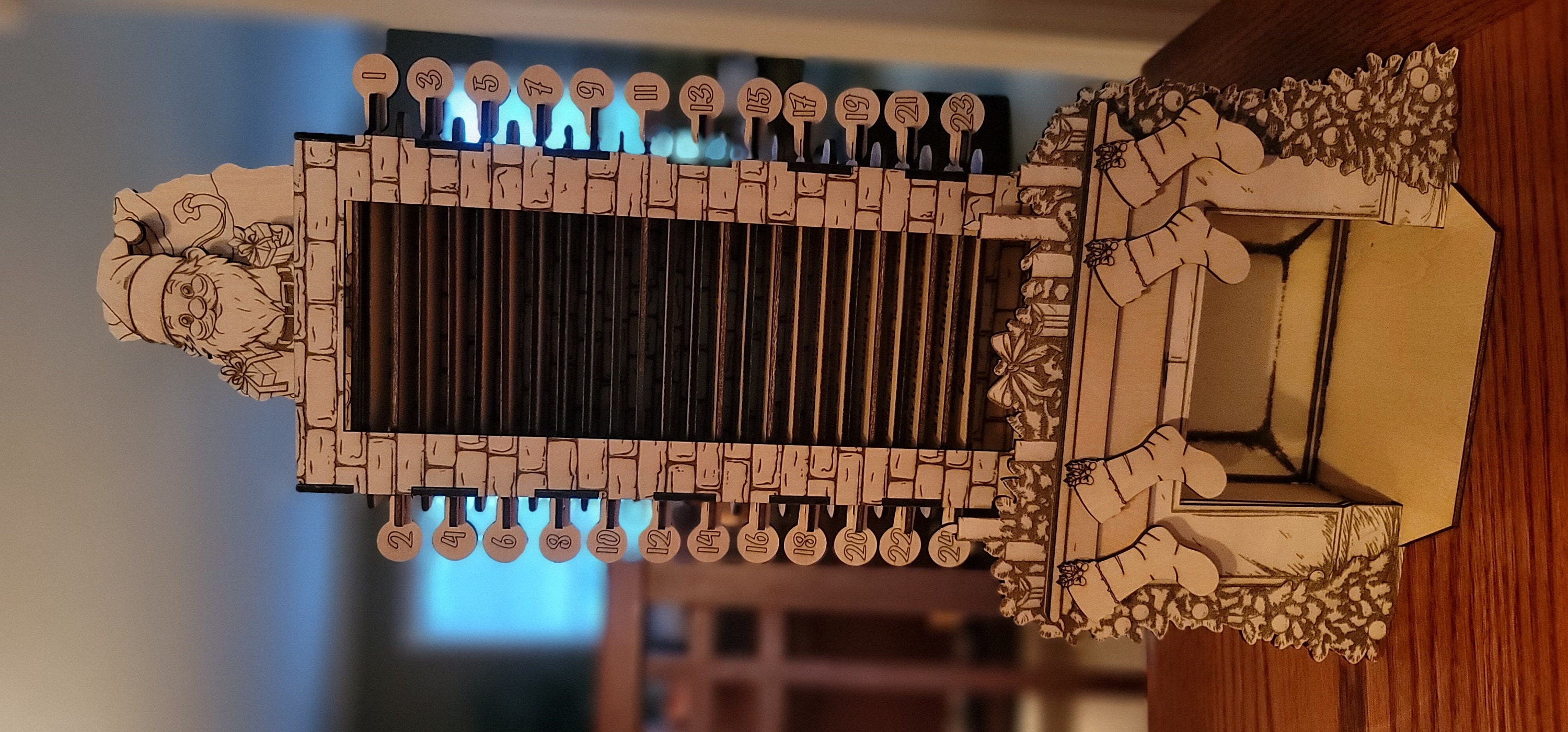 Santa in the Chimney, Christmas Advent Countdown Calendar, Laser Cutting