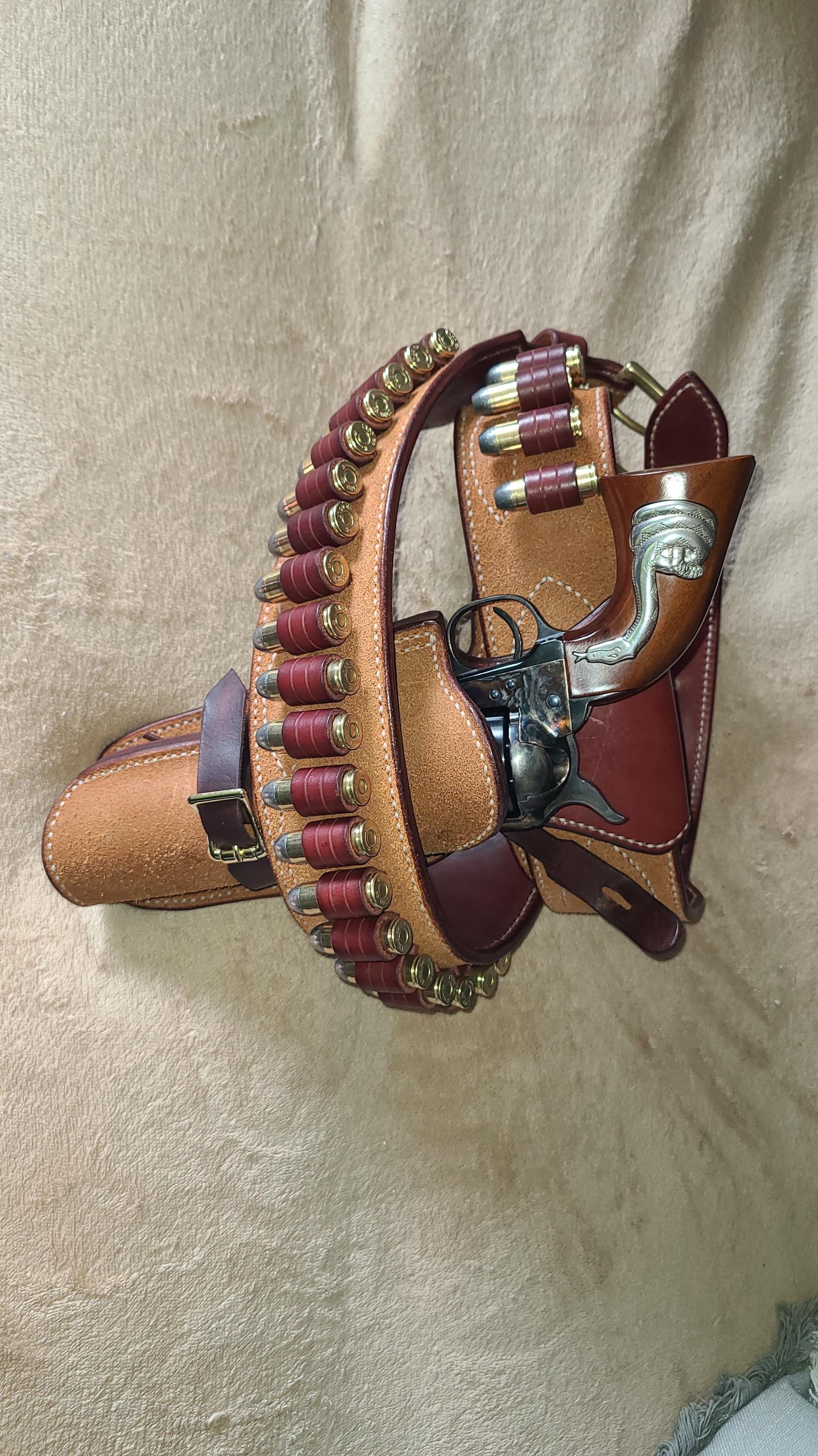 Clint Eastwood walk and draw belt and holster with metal liner in the holster